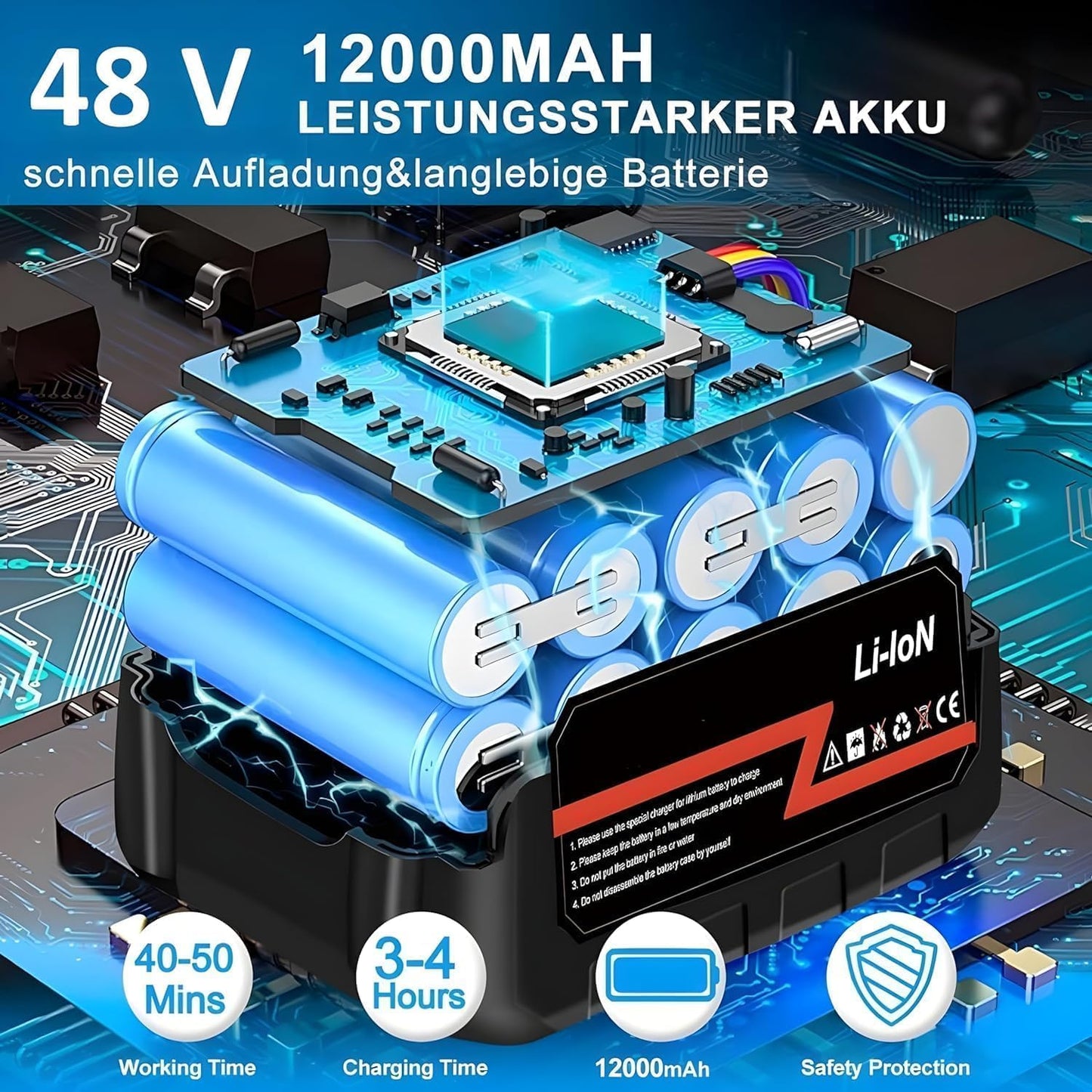 Black Cordless Portable Wireless Pressure Washer Gun For Car Wash And Bike Cleaning With Adjustable Nozzle And 5M Hose Pipe, Double Battery, 48V 12000Mah