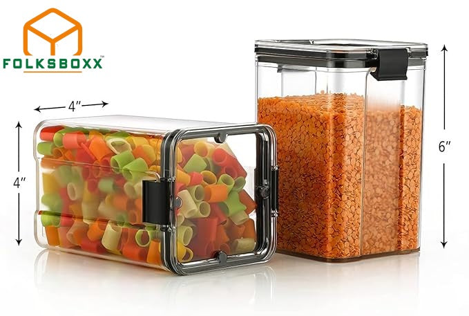 FolksBoxx Air Tight Containers For Kitchen Storage 1100 ML, 700 ML, 400 ML Set of 4/8