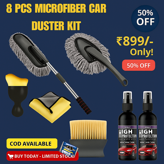 8-in-1 Premium Microfiber Car Cleaning Kit – Interior & Exterior Detailing Set