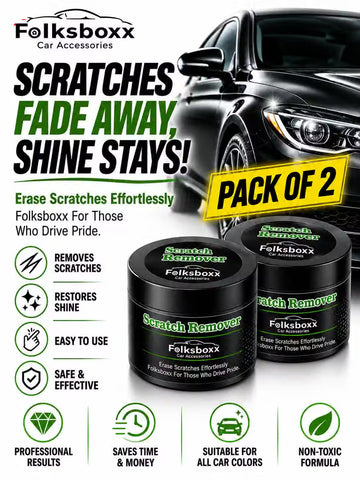 FolksBoxx ScratchFix™ – Car Scratch Remover & Paint Polish | Restore Shine & Reduce Scratches | PACK OF 2 (100g+100g)