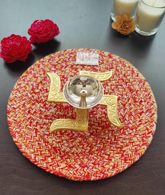 Swastik Brass Diya with Velvet Gift Box