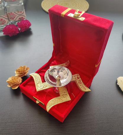 Swastik Brass Diya with Velvet Gift Box