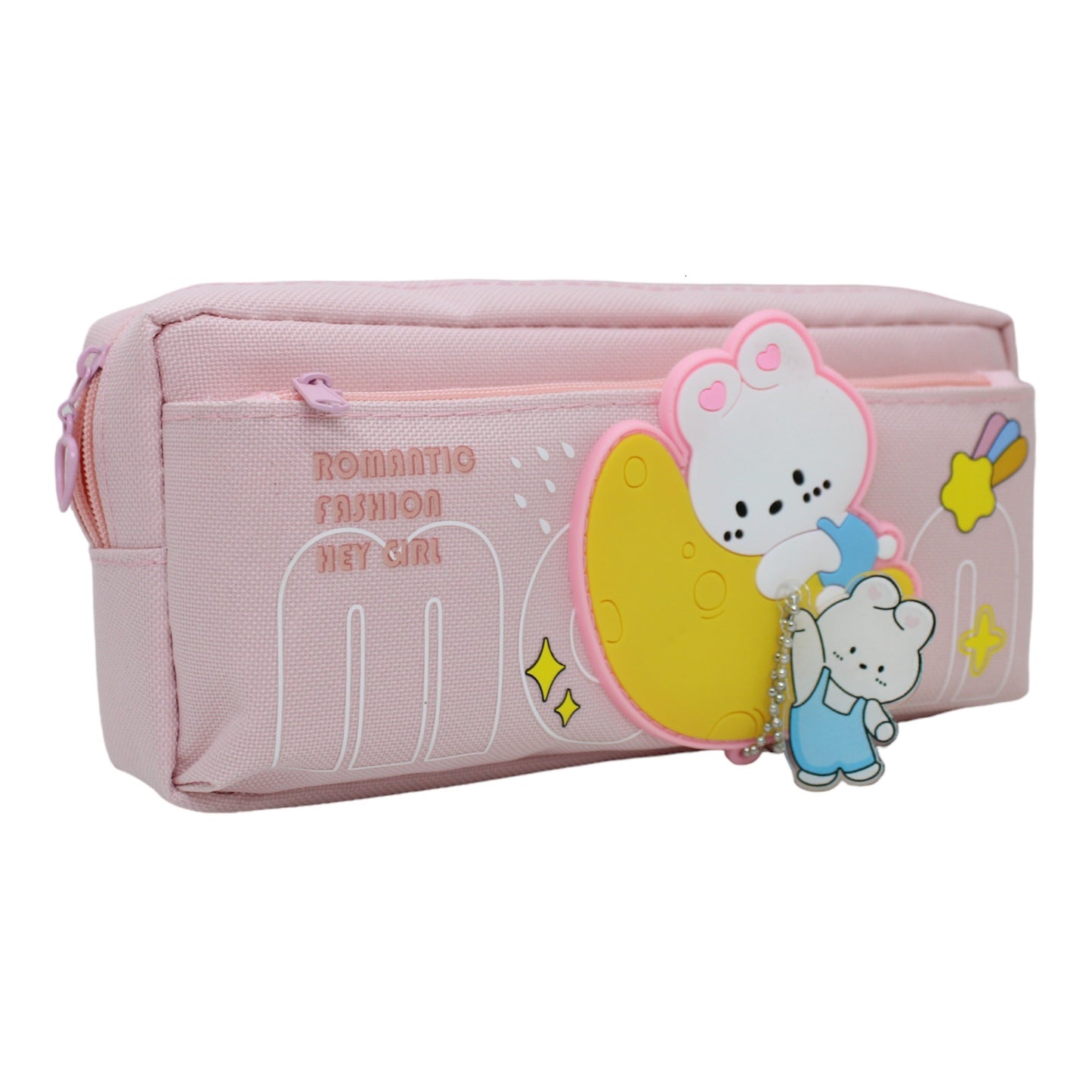FOLKSBOXX Pencil Case Large Capacity Stationery Bag, Side Pockets Pouch with Zipper Closure Portable Makeup Case Cute for Students Girls Adults Office