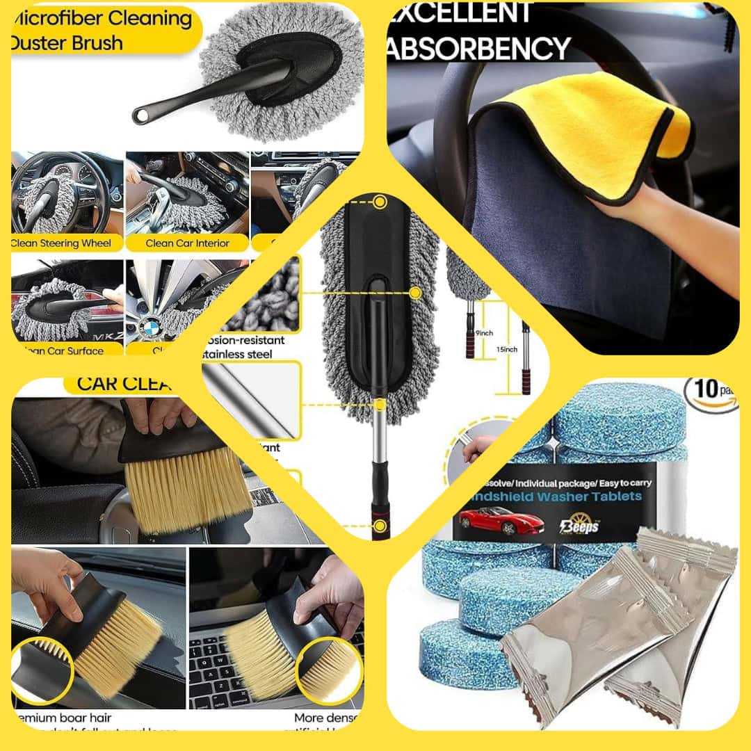 New 5 PCS Microfiber Car Duster Brush Complete Cleaning Kit