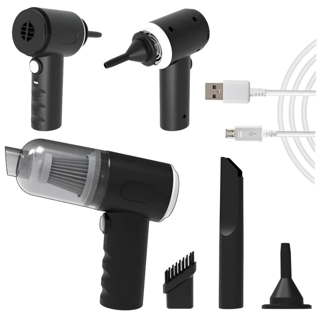 Black 3 In 1 High Power Handheld Mini Car Vacuum Cleaner