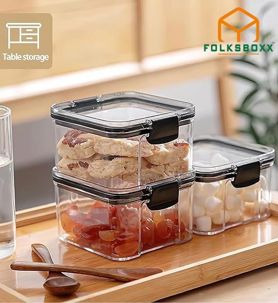 FolksBoxx Air Tight Containers For Kitchen Storage 1100 ML, 700 ML, 400 ML Set of 4/8