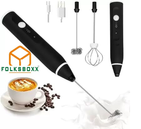 FolksBoxx USB Speed Adjustable Milk/Egg Frother, Wisker and batter for Stirring 3-Speed Adjustable Mini Frother/Perfect for Coffee/Lattes/Cappuccino/Matcha/Hot Chocolate/Egg