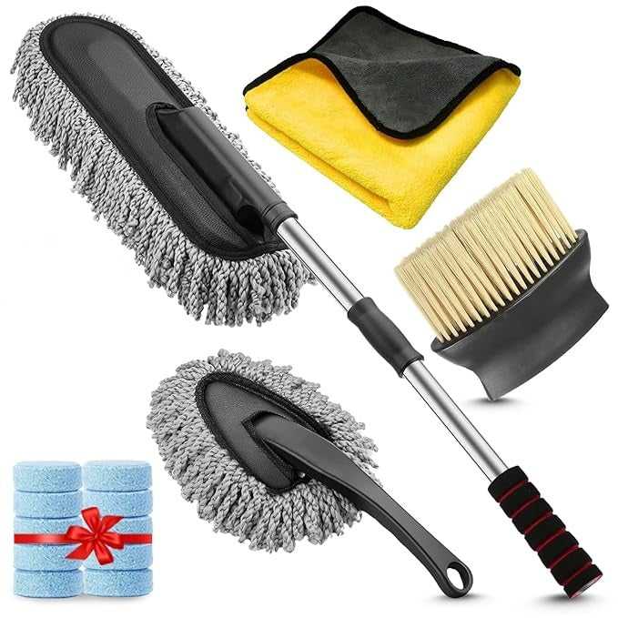5 PCS Microfiber Car Duster Brush Complete Cleaning Kit.