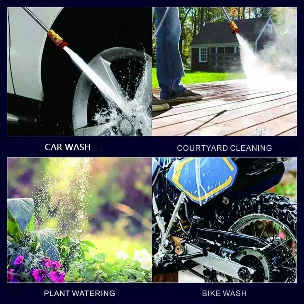 Black Cordless Portable Wireless Pressure Washer Gun For Car Wash And Bike Cleaning With Adjustable Nozzle And 5M Hose Pipe, Double Battery, 48V 12000Mah